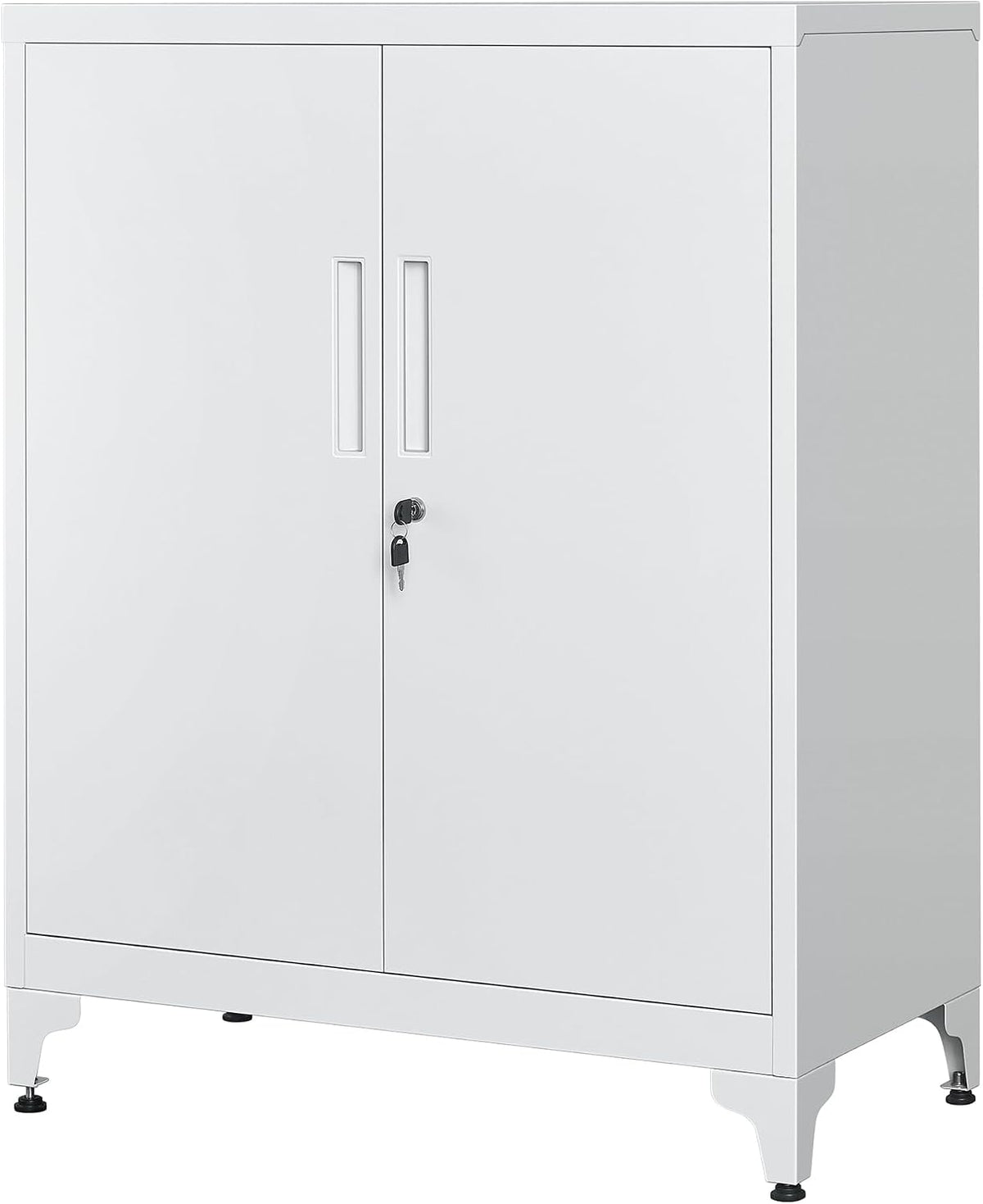 Armadietto SONGMICS OMC013G01, 2 ante, 40 × 80 × 90 cm, acciaio, metallo, Grigio, regolabile, idrorepellente, per ufficio
