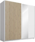 Armadio Vente-unique L200 TINDANIA, 2 ante, 200,3 × 62 × 198,5 cm, legno, MDF, Bianco, con ante scorrevoli
