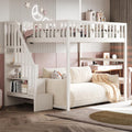 Letto a castello Kebnor, 140 × 200 cm, legno, Bianco, per camera da letto, con scala
