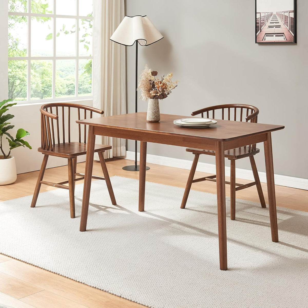 Tavolo da pranzo en.casa, 120 × 70 cm, legno, Noce, per sala da pranzo e cucina