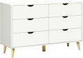 Cassettiera HOMCOM, 6 cassetti, 120 × 40 × 76 cm, legno, Bianco, per soggiorno e camera da letto