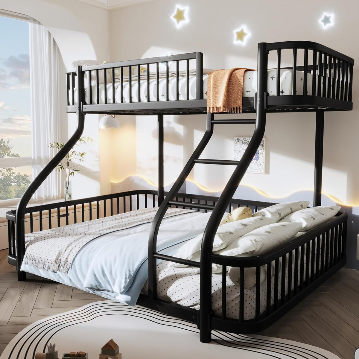 Letto a castello NovaFurnish, 90 × 200 cm, 140 × 200 cm, Nero, per camera da letto