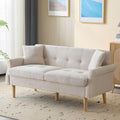 Divano letto KUAKE, 2 posti, ciniglia, Beige, con braccioli, imbottito, per soggiorno