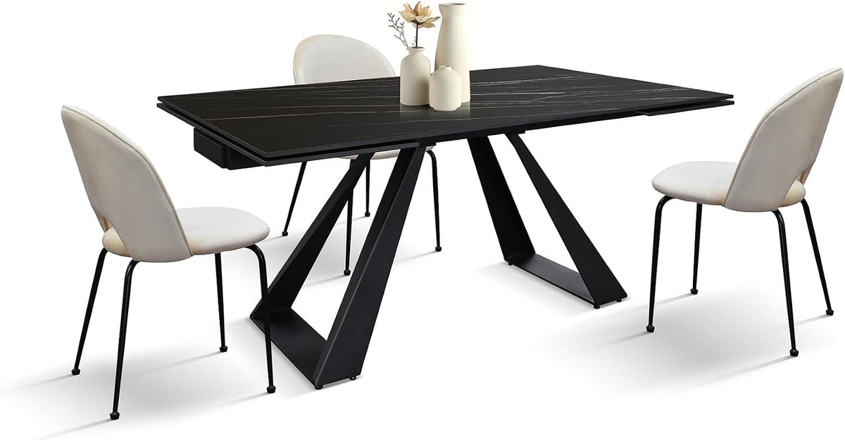 Tavolo allungabile PAZZO DESIGN, 160 × 90 × 76 cm, metallo, Nero, per sala da pranzo e cucina