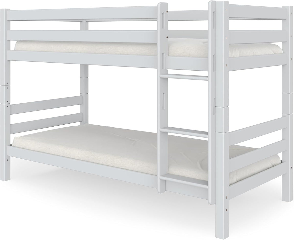 Letto a castello fornera, legno, Bianco, con rete a doghe, per camera da letto, letto a castello con doppio telaio