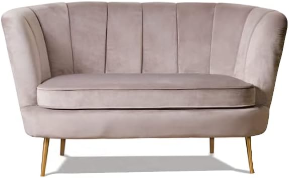 Divano Totò Piccinni, 130 × 78 × 73 cm, metallo, velluto, Grigio, imbottito, per soggiorno