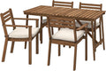 Tavolo Protuning, 4 sedie, 143 × 75 cm, Marrone scuro, per giardino e terrazzo