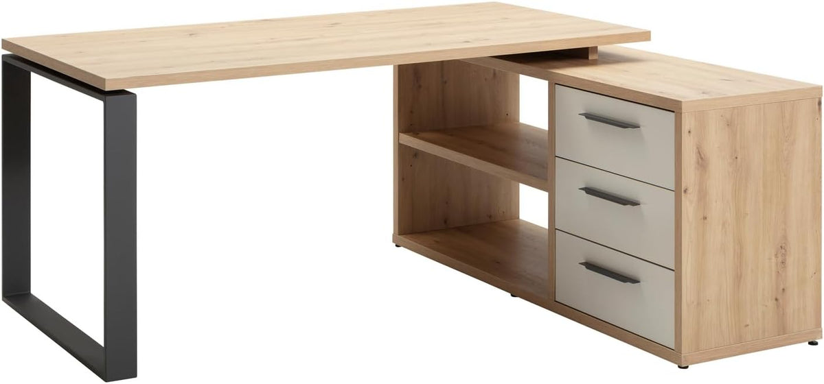 Scrivania Composad, 3 cassetti, 170 × 75 × 140 cm, legno, Rovere, regolabile, per ufficio