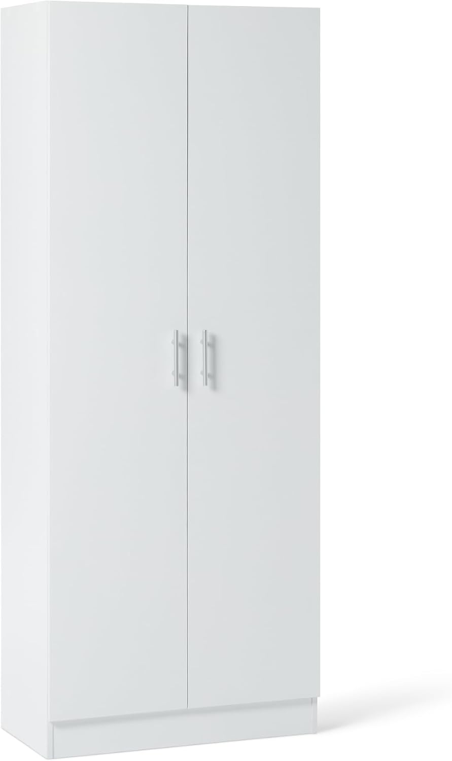 Armadio Amazon Basics, 2 ante, 60 × 31,5 × 152,5 cm, Bianco, regolabile, per sala da pranzo e cucina