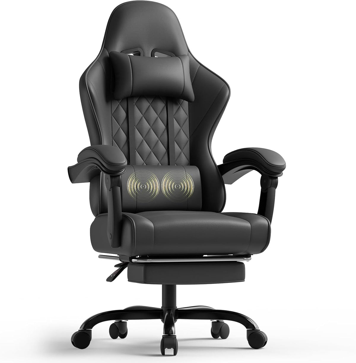 Sedia gaming TRIUMPHKEY, Nero, regolabile, con poggiapiedi, con poggiatesta, con braccioli, per ufficio