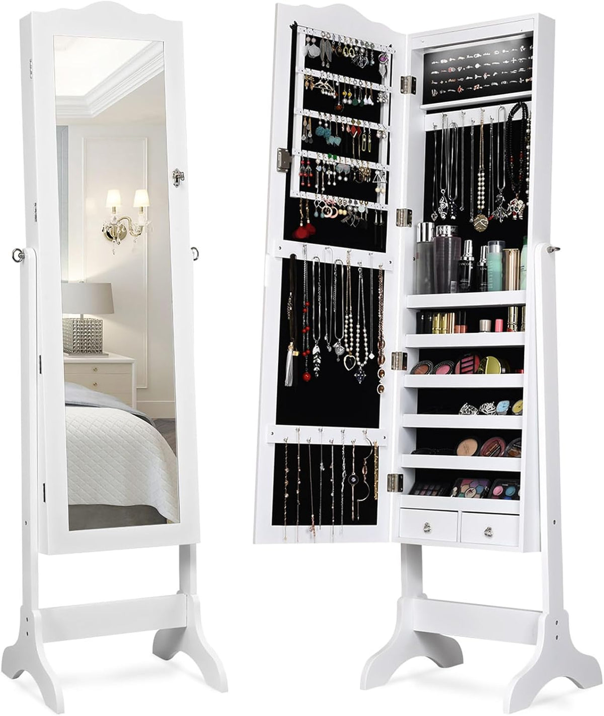 Specchio COSTWAY, Bianco, regolabile, con illuminazione LED