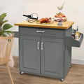 Carrello da cucina UISEBRT, 115 × 36 × 90 cm, legno, Grigio, con ruote, per sala da pranzo e cucina
