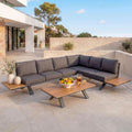 Set di mobili da giardino Mendler HWC-M62, alluminio, Grigio scuro, regolabile, sfoderabile, idrorepellente, per giardino e terrazzo