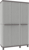 Armadio TERRY, 3 ante, 102 × 39 × 170 cm, legno, plastica, per giardino e terrazzo