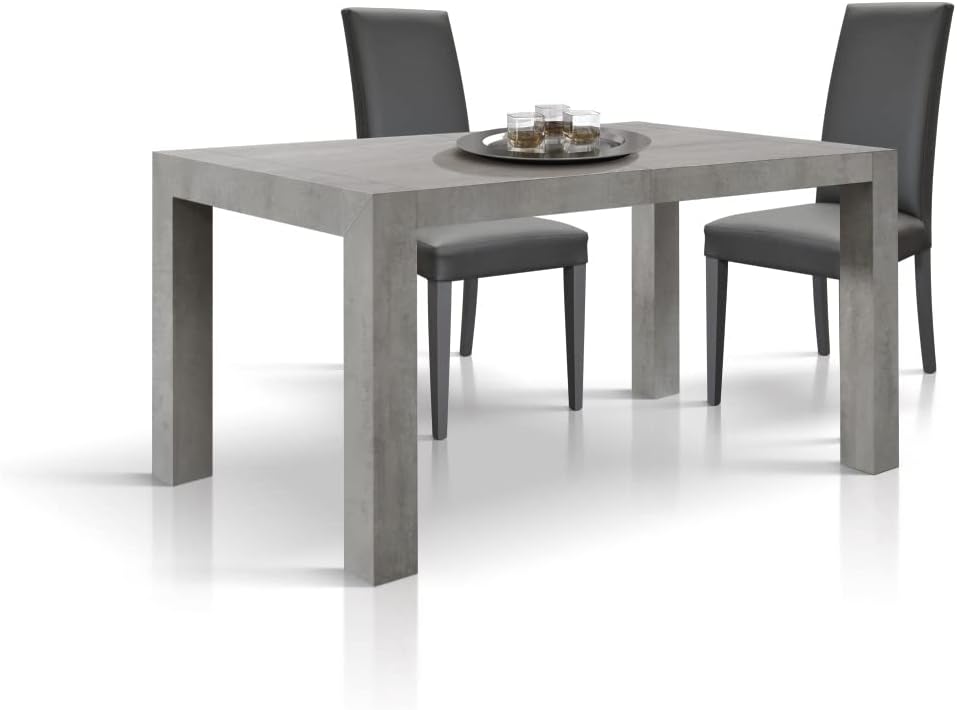 Tavolo da pranzo PAZZO DESIGN, 160 × 90 × 77 cm, Grigio, allungabile, per sala da pranzo e cucina