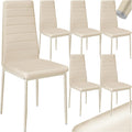 Sedia tectake, 6 sedie, acciaio, similpelle, Beige, per sala da pranzo e cucina