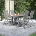 Set da pranzo da giardino kithwjll, 4 sedie, legno, Grigio, regolabile, allungabile, pieghevole, per giardino e terrazzo