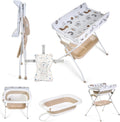 Fasciatoio con vaschetta ms, Beige, pieghevole, per bagno, con tappo e gambe antiscivolo