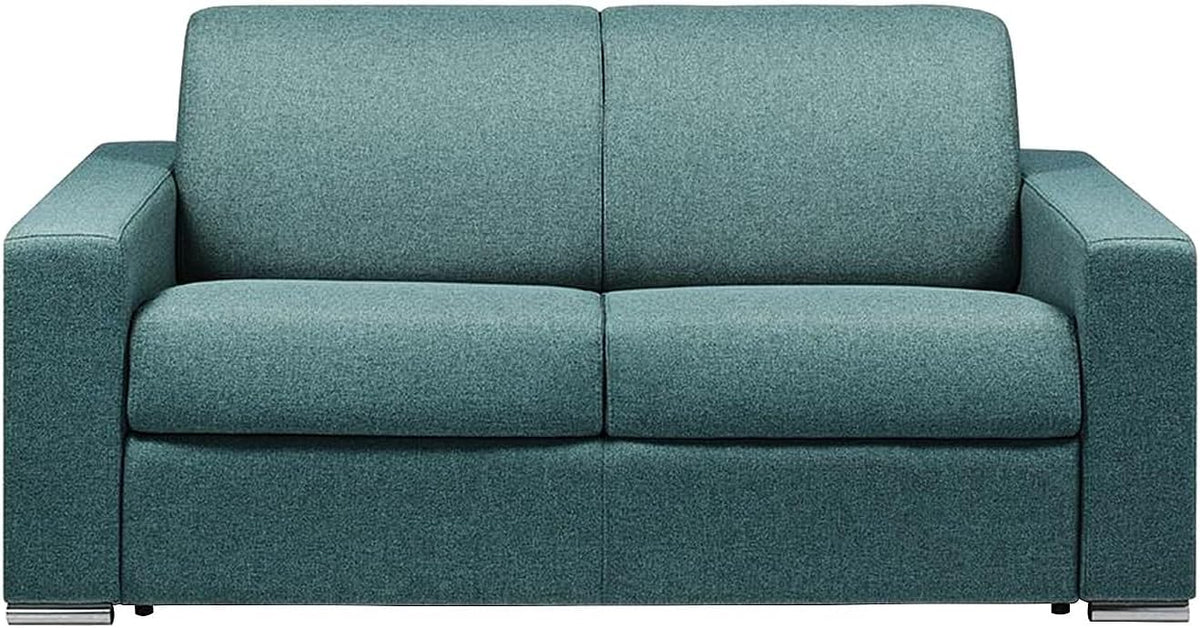 Divano letto Vente-unique CALITO, 2 posti, tessuto, Blu, con funzione letto, con braccioli, per soggiorno