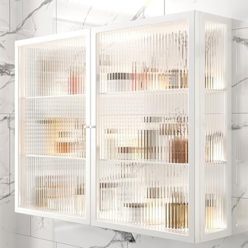 Mobile a muro, vetro, Bianco, per bagno, Spazio Aperto e Spazio aggiuntivo per Cucina