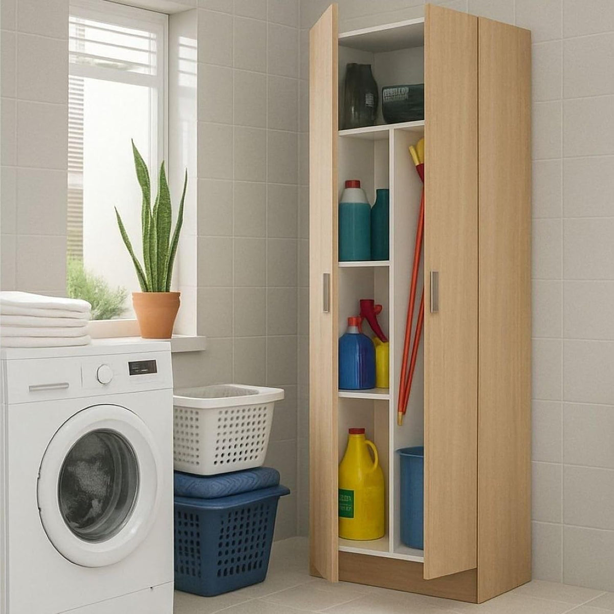 Armadio guardaroba Dmora, 2 ante, 73 × 37 × 180 cm, Rovere, con contenitore, regolabile, per camera da letto