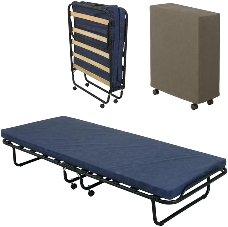 Materasso SEDIAOFFICE, singolo, 80 × 190 cm, misura 80 × 190, materasso incluso, acciaio, Blu, pieghevole, per camera da letto
