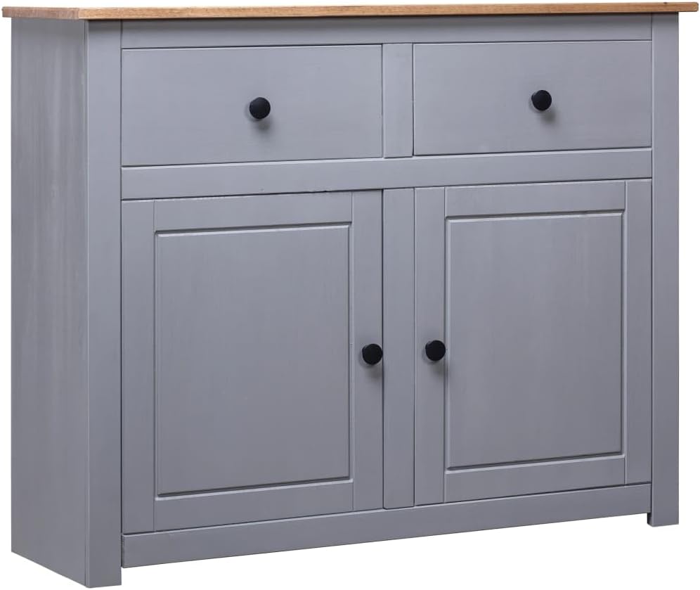 Credenza vidaXL, 93 × 40 × 80 cm, legno massello, Grigio, per soggiorno