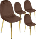 Sedia MA MAISON, 4 sedie, 52 × 44 × 88 cm, metallo, velluto, Marrone