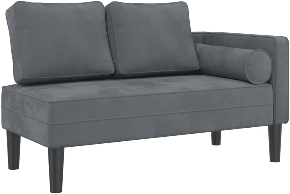 Divano vidaXL, 116,5 × 62 × 57,5 cm, velluto, Grigio scuro, imbottito, per soggiorno