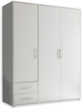 Armadio Stella Trading, 3 ante, 155 × 195 × 60 cm, Bianco, per camera da letto, versatile con ante a battente