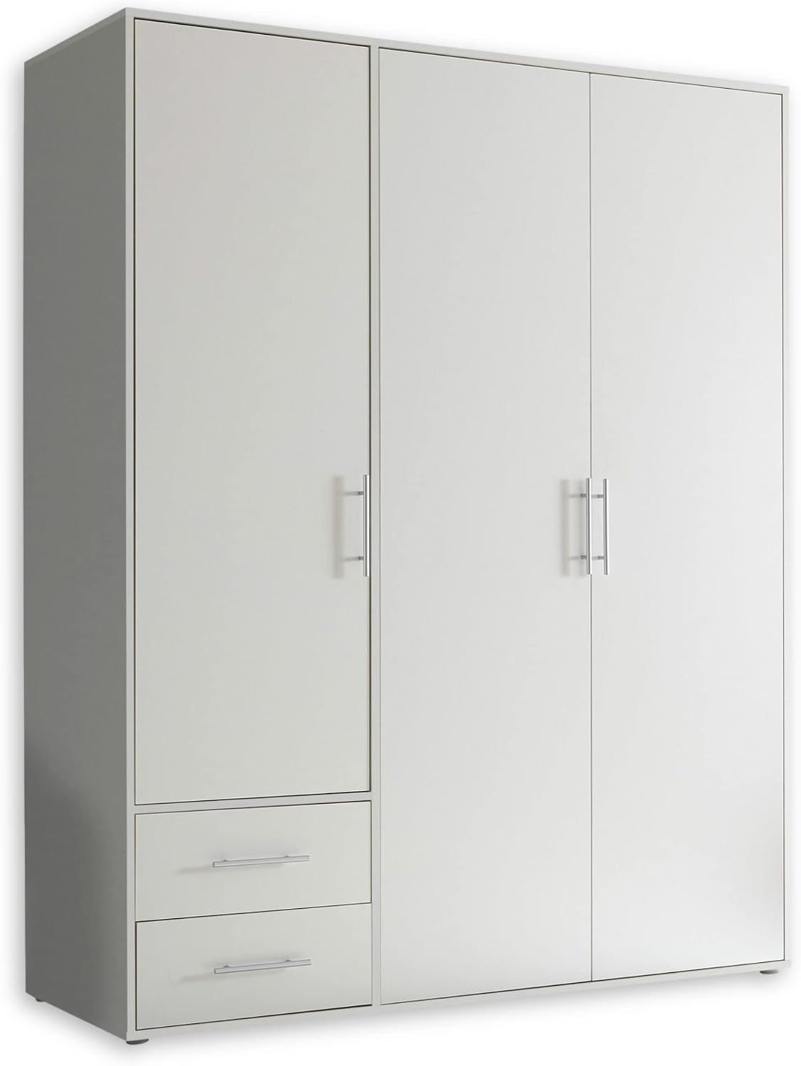 Armadio Stella Trading, 3 ante, 155 × 195 × 60 cm, Bianco, per camera da letto, versatile con ante a battente