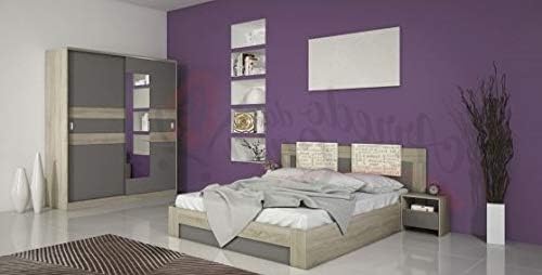 Letto ARREDO DA CASA CDLI7024, matrimoniale, Rovere, con ante scorrevoli, con rete a doghe, per camera da letto