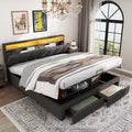 Letto KOOPMAD, 2 cassetti, matrimoniale, 160 × 200 cm, misura 160 × 200, MDF, metallo, Grigio, regolabile, imbottito, per camera da letto