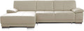 Divano letto Cavadore, 282 × 80 × 162 cm, misura 282 × 80, pelle, Bianco, regolabile, con braccioli, per soggiorno
