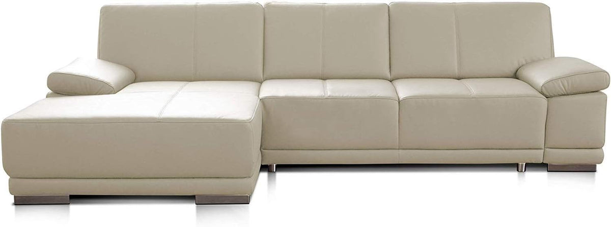 Divano letto Cavadore, 282 × 80 × 162 cm, misura 282 × 80, pelle, Bianco, regolabile, con braccioli, per soggiorno