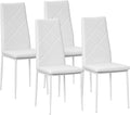 Sedia HOMCOM, 4 sedie, pelle, Bianco, imbottita, per sala da pranzo e cucina