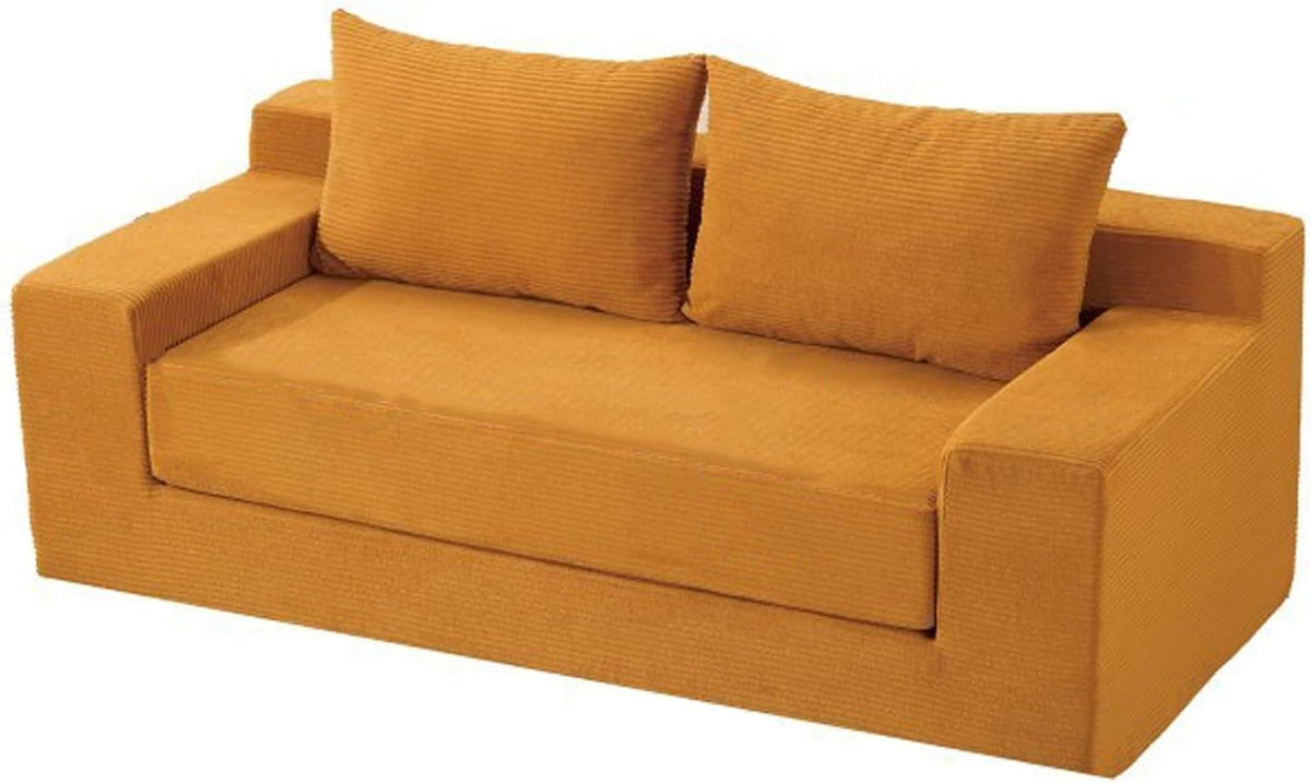 Divano letto TRAGLO, velluto, Giallo, trasformabile, pieghevole, imbottito, per soggiorno