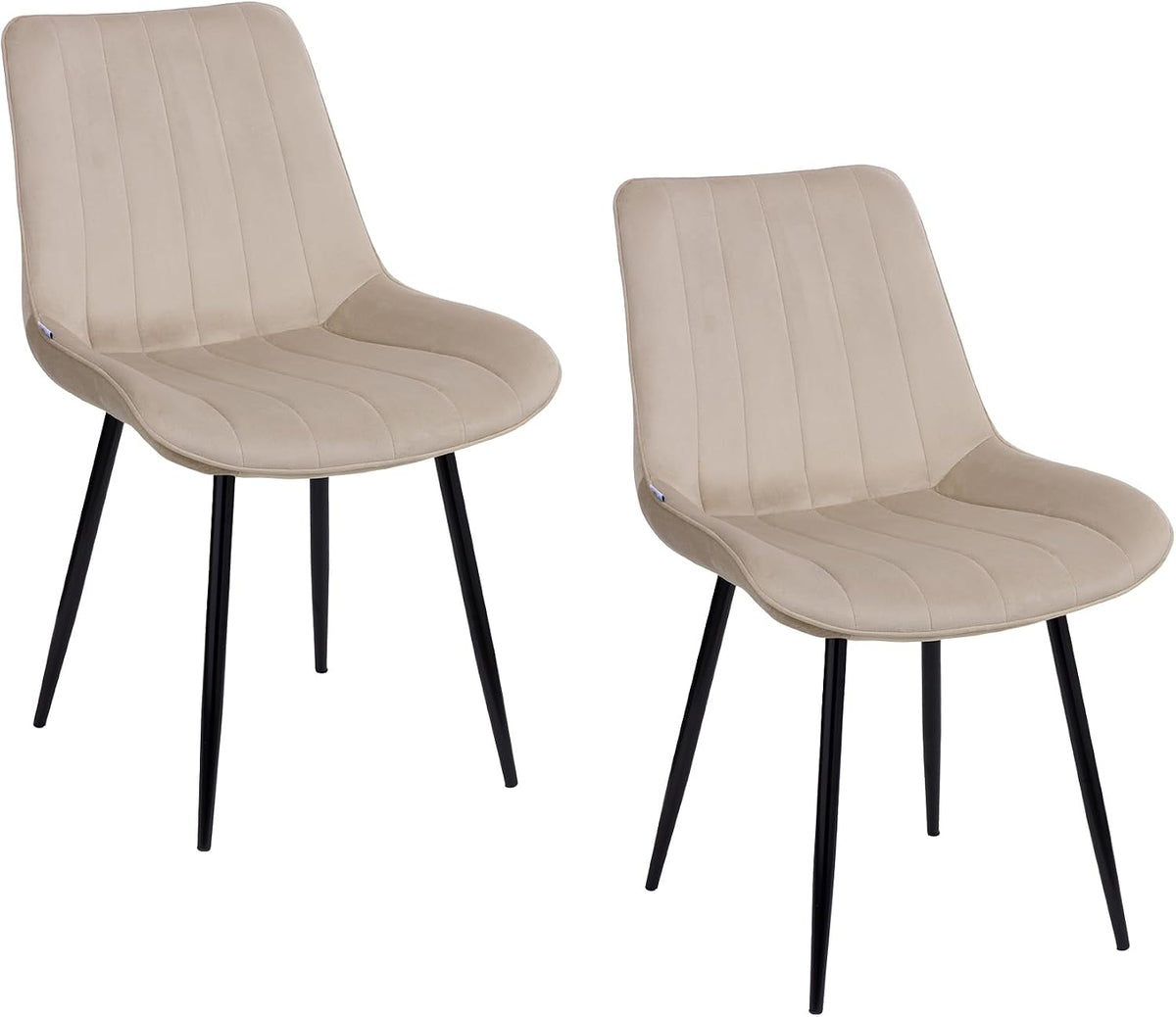 Sedia Baroni Home, 2 sedie, 53 × 86 × 44 cm, acciaio, velluto, Beige, per sala da pranzo e cucina