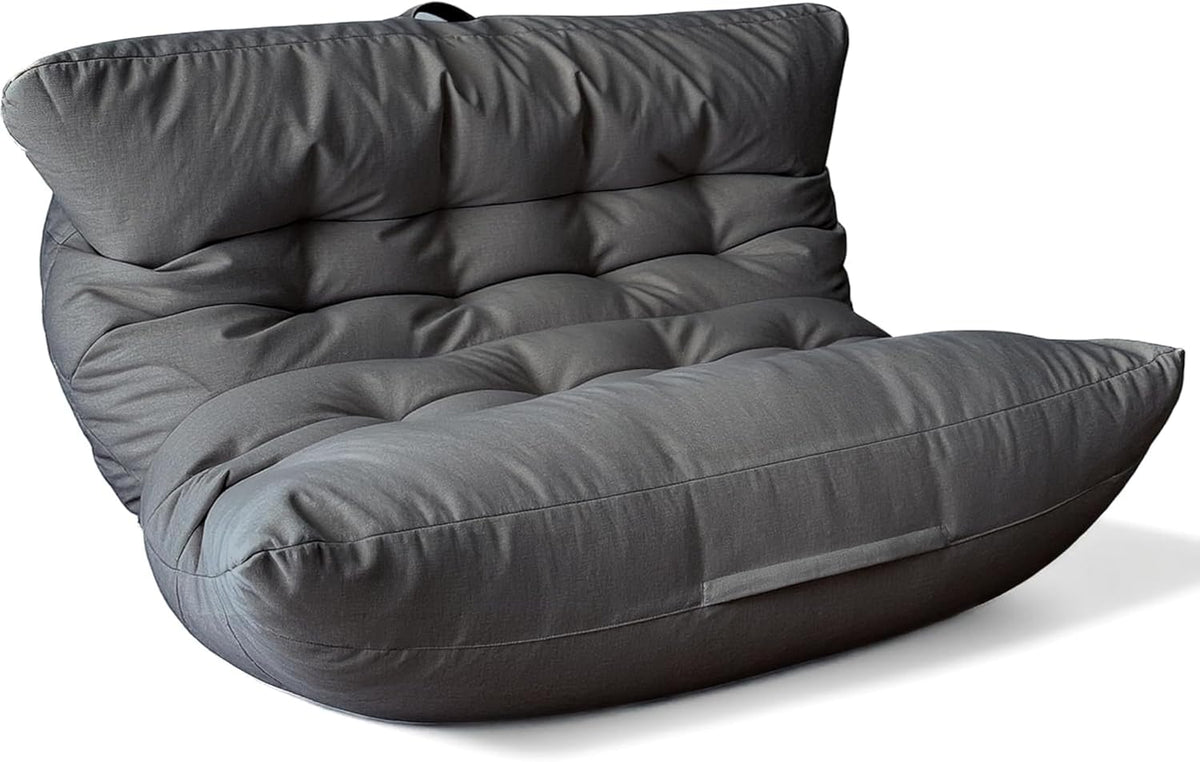 Pouf a sacco Aiire, 2 posti, 140 × 90 × 80 cm, Grigio scuro, sfoderabile, per soggiorno