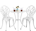 Set da pranzo da giardino Yaheetech, 3 pezzi, 2 sedie, alluminio, Bianco, regolabile, per giardino e terrazzo
