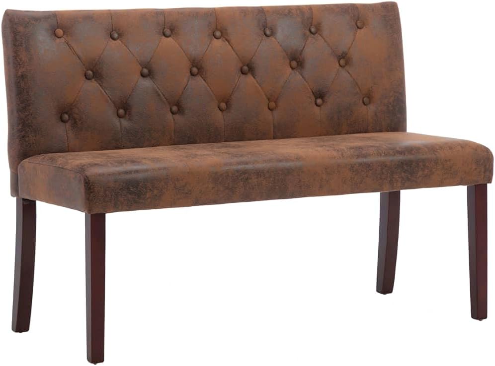 Panca vidaXL, 120 × 52 × 84,5 cm, tessuto scamosciato, similpelle, Marrone, imbottita