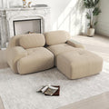 Divano angolare Trdlpyn, 208 × 178 × 75 cm, velluto, Beige, con braccioli, imbottito, per soggiorno