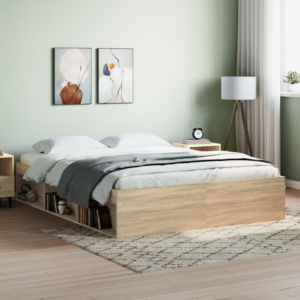Struttura letto Gecheer, matrimoniale, 160 × 200 cm, legno, Rovere, per camera da letto
