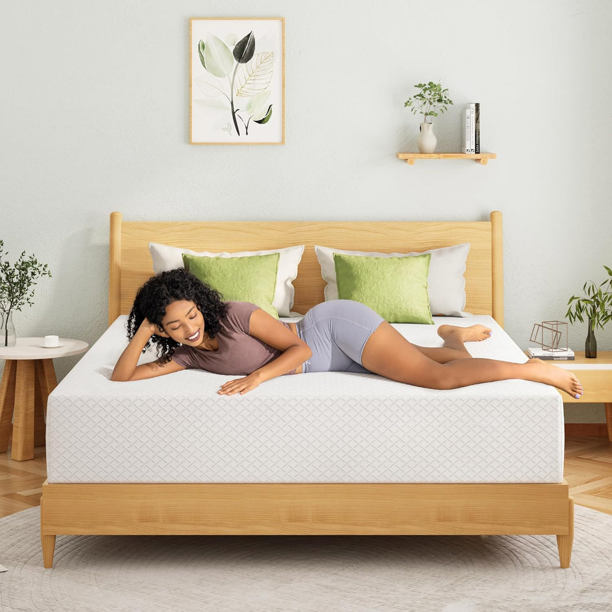 Materasso EGOHOME, queen size, spessore 8 pollici, rigidità media, memory foam, Bianco, per camera da letto