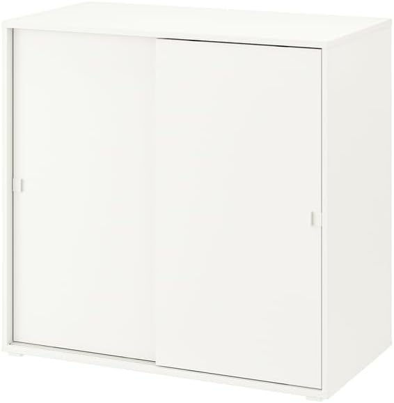 Credenza Protuning, 95 × 47 × 90 cm, Bianco, con ante scorrevoli, per soggiorno