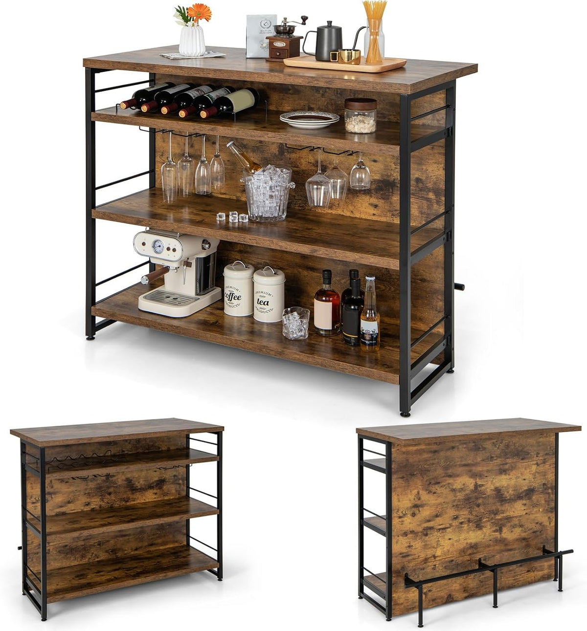 Tavolo da bar KOMFOTTEU, 120 × 60 × 101 cm, vetro, regolabile