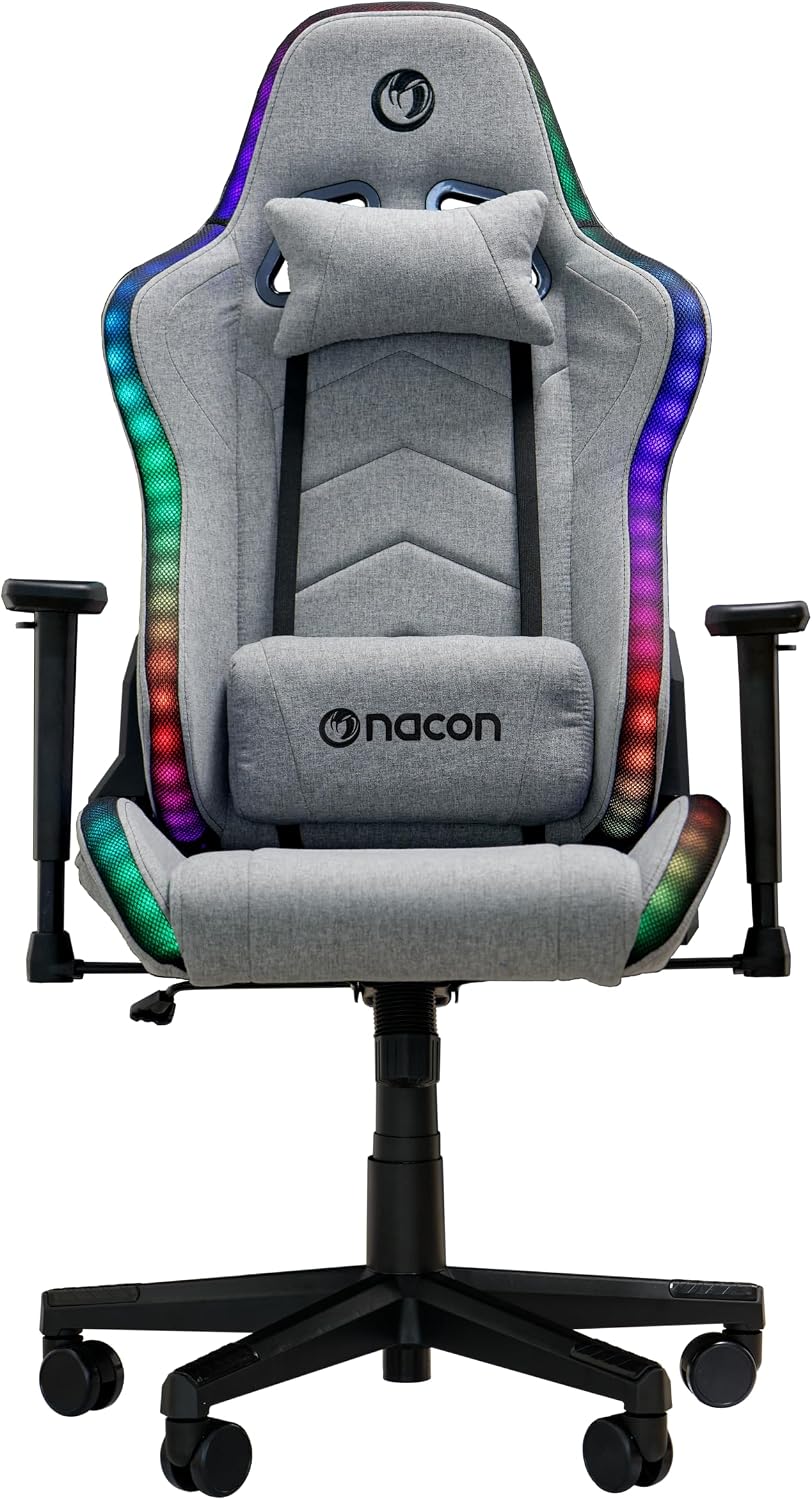 Sedia gaming NACON CH-675RGB, tessuto, reclinabile, regolabile, con poggiatesta, con braccioli, per ufficio