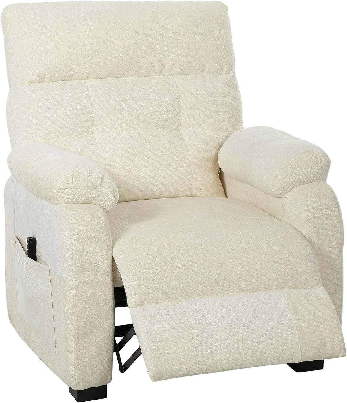 Poltrona reclinabile HOMCOM, velluto, Bianco, con poggiapiedi, con porta USB, imbottita, per soggiorno