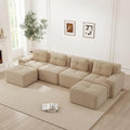 Divano angolare Cayipng 32D 74+, 4 posti, Beige, con poggiapiedi, con braccioli, per soggiorno