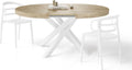 Tavolo allungabile Mobili Fiver, acciaio, Bianco, per sala da pranzo e cucina, 120-160 cm, Quercia con gambe Incrociate Bianche